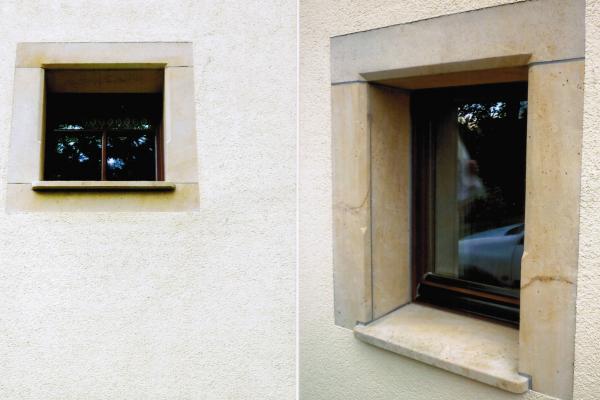 Verkleidung von Fenstergewänden mit Sandstein